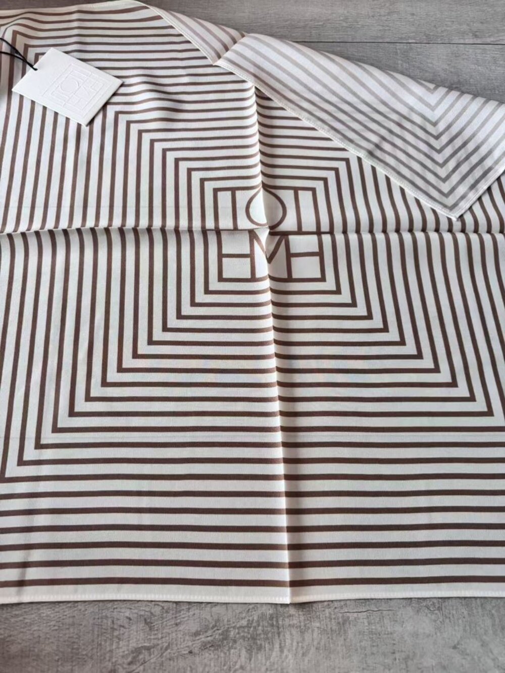 Toteme Pantelleria Brown Striped Silk Scarf